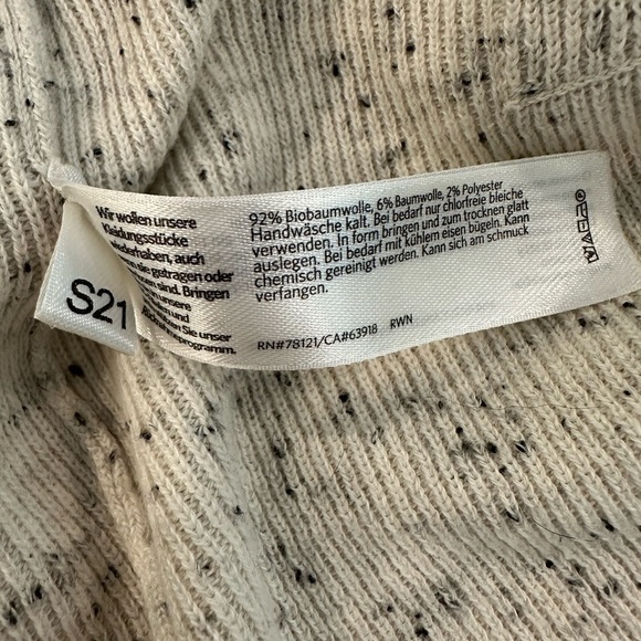 Eileen Fisher Ecru Speckled High Collar Cardigan  w/ Pockets, XL Cotton - Picture 7 of 7